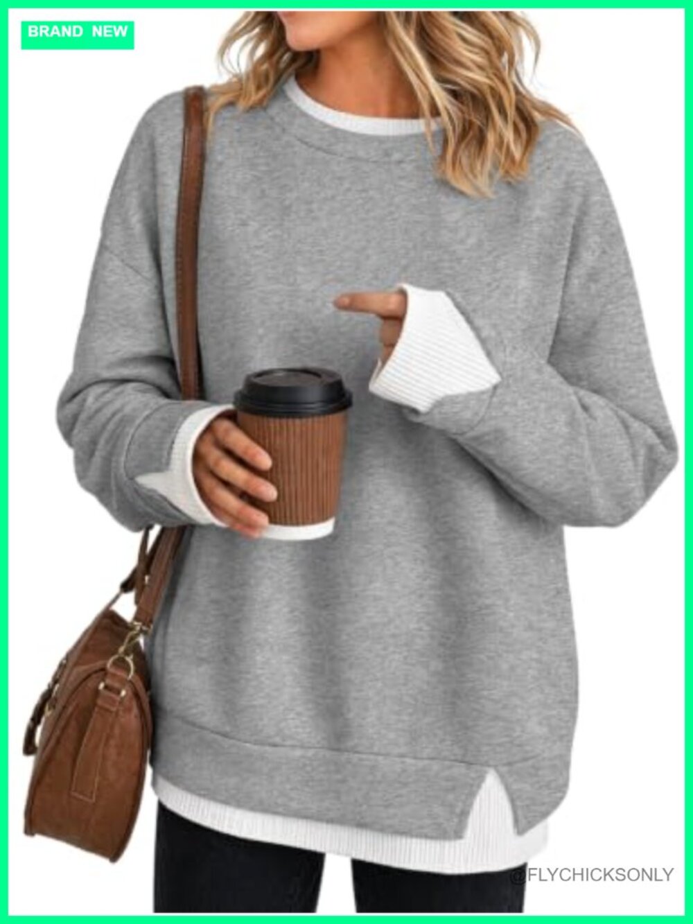 Womens Oversized Crewneck Sweatshirt Long Sleeve Loose Fit Pullover